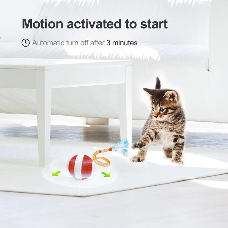 Cat Toys,Agile Moving Cat Ball with Elasticmesh Tail,Interactive Cat Toys for Indoorcats,Motion Activated,Automatic Moving Kitten Toys