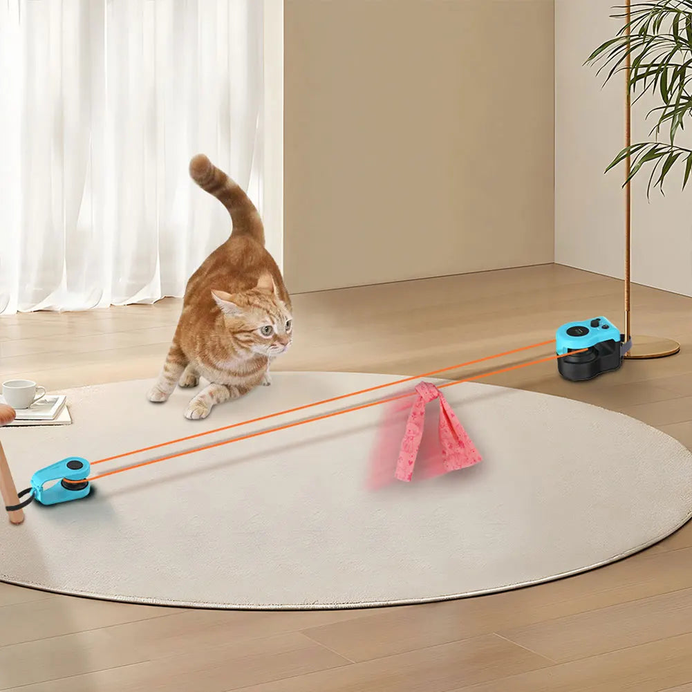 Interactive Cat Toy Chase Run Exercise Mental Stimulation Cat Feather Toy Treadmill Kitten Toy for Bored Kitten Puppy Play