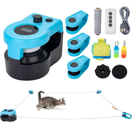 Interactive Cat Toy Chase Run Exercise Mental Stimulation Cat Feather Toy Treadmill Kitten Toy for Bored Kitten Puppy Play