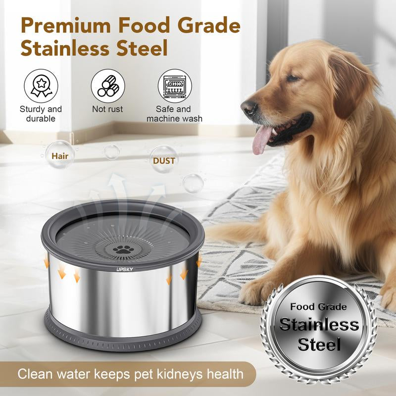 6.5L Dog Water Bowl,1.6 Gallon Super Large Capacity No Spill Dog Water Bowl,Stainless Steel Spill Proof Slow Water Feeder,No Splash Water Bowl with Anti-Slip Mat for Messy Drinkers